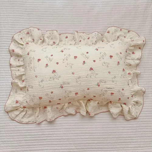Vista 37 de BuLuTu Funda de almohada de muselina de algodón para niños pequeños con bonito patrón de flores de azalea, súper suave, funda de almohada para cuna