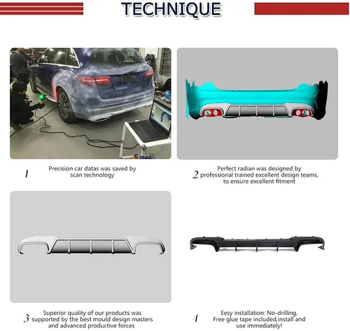 Vista 6 de Borde de parachoques trasero de fibra de carbono para Mercedes Benz Clase E E63 E250 E300 E350 E400 E550 AMG Sedan 4 puertas 2013-2016 difusor