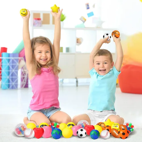 Vista 3 de 30 bolas antiestrés, bolas sonrientes de estrés de 2 pulgadas, paquete de bolas de estrés, bolas pequeñas para aliviar el estrés, premios
