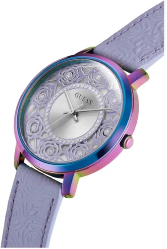 Vista 6 de GUESS US - Reloj analógico con corte floral iridiscente para mujer