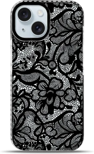 Vista 45 de NITITOP Funda para iPhone 13 Pro con flores de encaje transparente - Negro