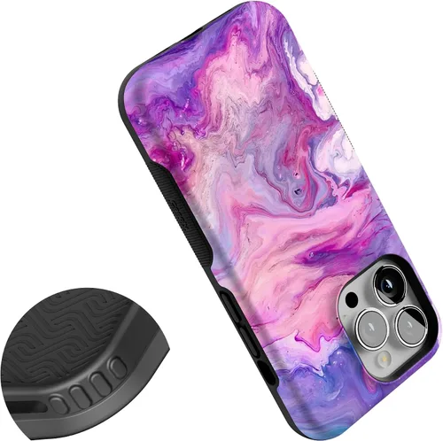 Vista 5 de Casely Funda para iPhone 13 Pro Tie Dying Over You Mármol morado Diseño protector audaz Compatible con MagSafe
