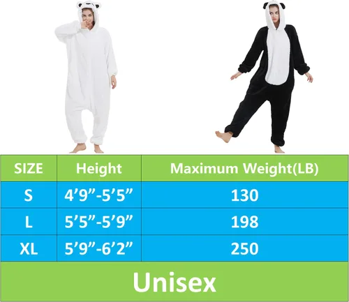 Vista 4 de III HHONS Panda Onesie Adult Costume Animal Pajamas Halloween Cosplay Sleepwear for WomenMen