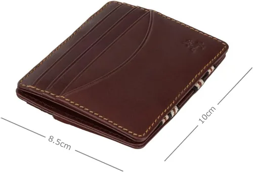 Vista 5 de Slim Collection Milkman'sMagic Cartera de cuero RFID Bloqueo VSL38, Marrón, Cartera de cuero mágico de lechero