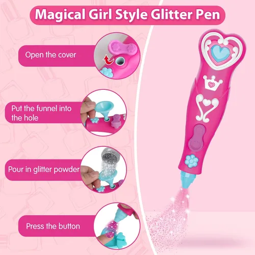 Vista 3 de BATTOP Juego de Esmalte de Uñas para Niñas, Kits de Arte de Uñas con Secador de Uñas y Pluma de Purpurina, Esmalte de Uñas de Secado Rápido