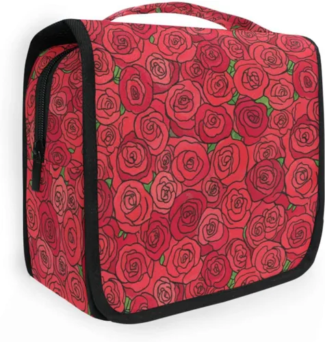 Vista 26 de MNSRUU Neceser colgante con diseño de calavera y girasol, bolsa de maquillaje de viaje para artículos de tocador, organizador de artículos