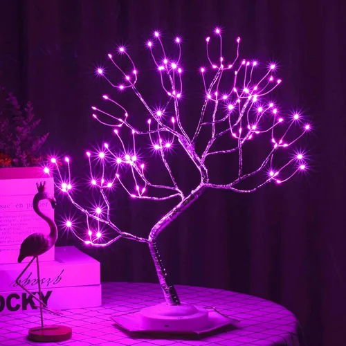 Vista 11 de FUCHSUN - Lámpara de árbol de bonsái de mesa con 108 luces LED de hadas, árbol artificial para centros de mesa de fiesta en el hogar, funciona