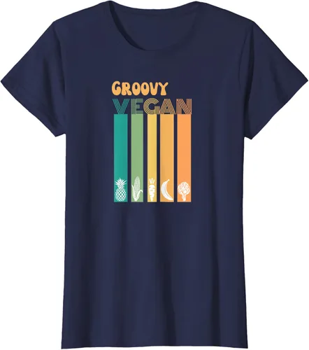 Vista 41 de Groovy Vegan Retro Vintage Cool Veggies 70 80 Flower Power Camiseta, Negro