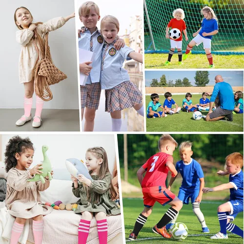 Vista 5 de American Trends Calcetines de fútbol para niños pequeños, uniforme, hasta la rodilla, tubo largo, calcetines de béisbol para niños y niñas