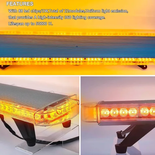 Vista 3 de Barra de luz LED intermitente de 12 V-28 V, luz estroboscópica intermitente, barra de luz LED de emergencia, barra de luz LED para remolque