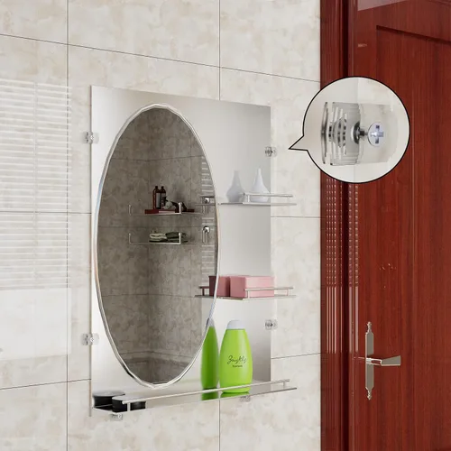 Vista 3 de Kit de soporte de espejo – 22 clips de plástico transparente, clips de retención de vidrio, kit para colgar con tornillos y puerta fija de caja
