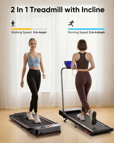 Vista 9 de Acezoe Walking pad Treadmill with Incline & Handle Bar, Folding Treadmill for Home Small Spaces, Compact Portable Under Desk Treadmill,Dual LED