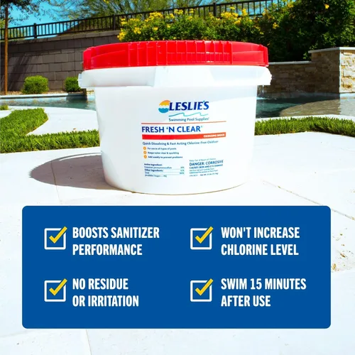 Vista 3 de Leslie's Fresh 'N Clear - Choque oxidante sin cloro para piscinas y spas, elimina rápidamente los productos orgánicos no vivos, proporciona agua