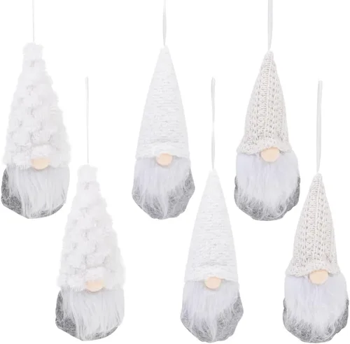 Vista 12 de TOYANDONA 6 gnomos verdes colgantes para árbol de Navidad, gnomos suecos de felpa, decoraciones de Navidad para decoración de fiesta de árbol