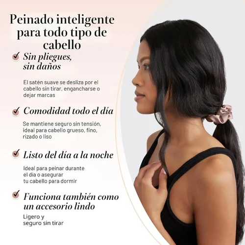 Vista 3 de Kitsch - Coleteros de satén para mujer, bandas para el cabello sin daños, cameo, 5 piezas Wake Up Frizz-Free, No Crease Hair Ties, Softer Than