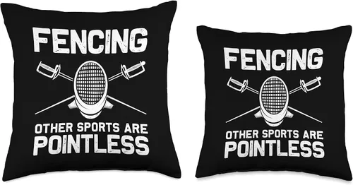 Vista 3 de Best Fencing Gift Fencing Accessories & Stuff Divertido diseño para hombres, mujeres, niños, esgrima, cojín deportivo, 16 x 16 pulgadas, multicolor