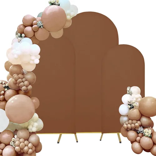 Vista 18 de Juego de 3 fundas de elastano ajustables para arco de boda, color beige, cubierta de fondo para arco de Chiara, parte superior redonda, para boda