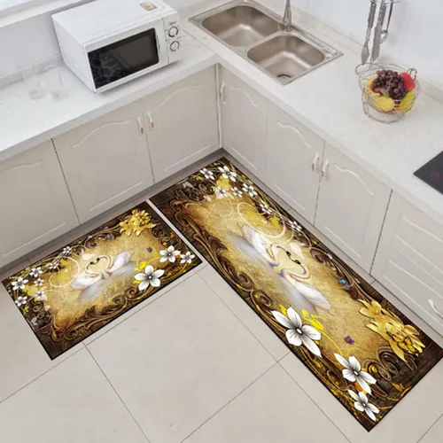 Vista 15 de Alfombras de cocina coloridas para piso, alfombras de cocina antideslizantes, juego de tapetes de cocina de granja, alfombras y tapetes de cocina