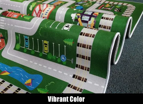 Vista 6 de Alfombra de juego para sala de juegos para niños, camino de la vida urbana para automóviles, divertido mapa de ciudad para juguetes de pista