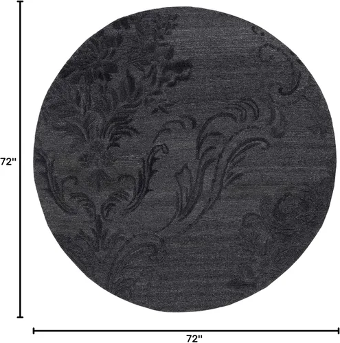 Vista 2 de SAFAVIEH Jardin Collection - Alfombra redonda de 6 pies, color negro, lana hecha a mano, ideal para zonas de alto tráfico en sala de estar