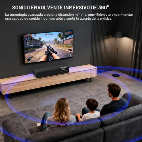 Vista 6 de Barra de sonido de 50 W para Smart TV, barra de sonido de 2.0 canales con conexión Bluetooth 5.4/ARC/Opt/AUX, barra de sonido para TV con 2