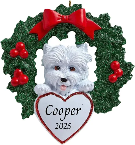 Vista 12 de Adornos personalizados para árbol de Navidad 2025 para mascotas, Chihuahua con corona, recuerdo para los amantes de los perros de los cachorros