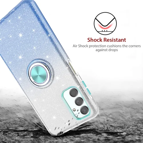 Vista 3 de TJS Funda compatible con Samsung Galaxy A13 5G, Galaxy A04S, con protector de pantalla de vidrio templado, anillo de metal, soporte magnético, tono