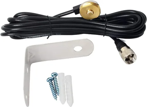 Vista 5 de HYS NMO 2M VHF-Band Amateur Trunk/Hole Mount 136-174Mhz Antenas con agujero de soporte en L de acero inoxidable y cable coaxial RG-58 de 13