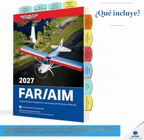 Vista 2 de 2026 Libro FAR AIM Pre-Tabulado – Paquete Privado, Instrumental, Comercial y CFI, Libro de Regulaciones FAA con Pestañas de Estudio Preaplicadas
