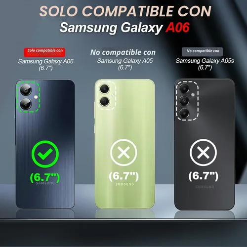Vista 2 de LeYi - Carcasa para Samsung Galaxy A06, resistente, 3 en 1, color negro with 1 Pack Tempered Glass Screen Protector, Full Body Defender Shockproof
