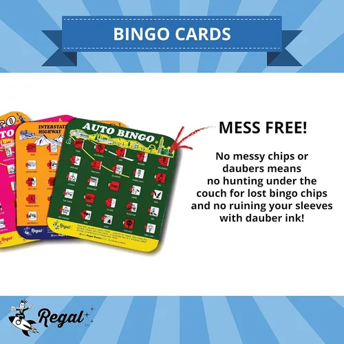 Vista 4 de Regal Games Juego de bingo de carreteras interestatales para viaje, cartas de bingo para vacaciones familiares, viajes en automóvil y viajes por