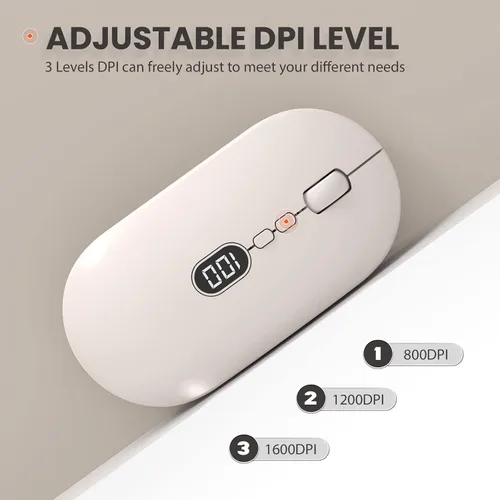 Vista 3 de MAGIC-REFINER X1 - Mouse inalámbrico para computadora portátil con nivel de batería visible, mouse USB ultra delgado portátil de 2.4G, clic