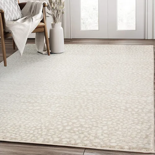 Vista 12 de Abani Alfombra de área con estampado de guepardo beige, colección Arto - Alfombra de acento contemporánea y duradera (2'2" x 8')