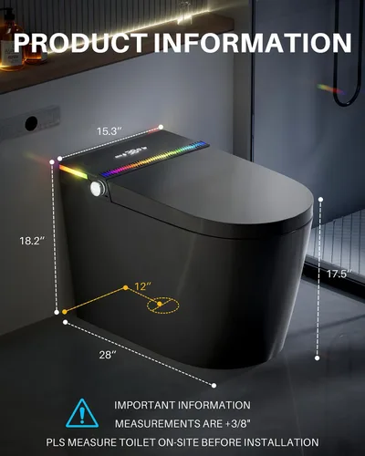 Vista 8 de Inodoro inteligente WinZo con bidé incorporado, inodoro sin tanque con tapa de apertura/cierre automático y secadora, altura cómoda ADA, agua
