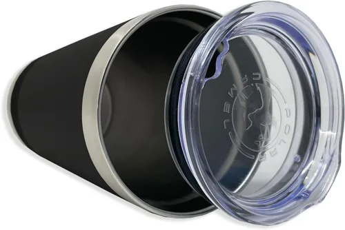 Vista 2 de LaserGram Vaso de pinta aislado al vacío de 16 onzas, ancla de barco, grabado personalizado incluido (negro)