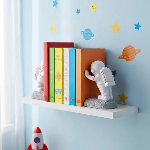 Vista 2 de Sujetalibros de astronauta, decoración espacial para habitaciones de niños y oficina en casa, soportes resistentes con base antideslizante, diseño
