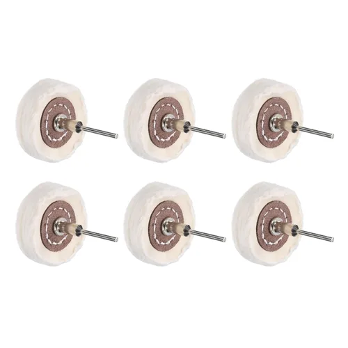 Vista 7 de uxcell Rueda de almohadilla de pulido de 1 pulgada de algodón con mango de 1/8 pulgadas para colector de aluminio, acero inoxidable, cromo blanco