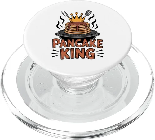 Vista 7 de Pancake King Funny Breakfast Lover BBQ Barbecuing Men Women PopSockets Adhesive PopGrip