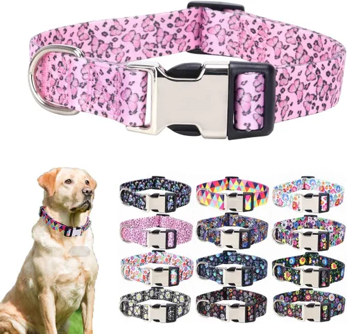 Vista 35 de Collares para perros pequeños, con patrón de impresión 3D, de nailon suave, ajustables, para perros pequeños, medianos, grandes, hembra, niño 1