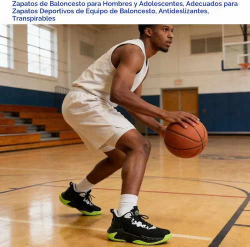 Vista 2 de Beita - Tenis de baloncesto para hombre, con parte superior alta, transpirables, antideslizantes Negro/Verde