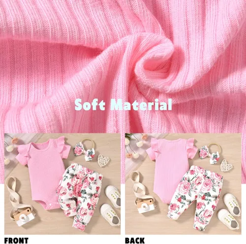 Vista 5 de Aalizzwell Conjunto de pantalones de canalé para bebés y niñas