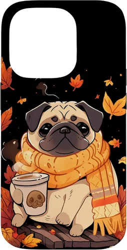 Vista 17 de Pug Fall Autumn Leaves Pumpkin Spice Latte Dog Kawaii Case for iPhone 17