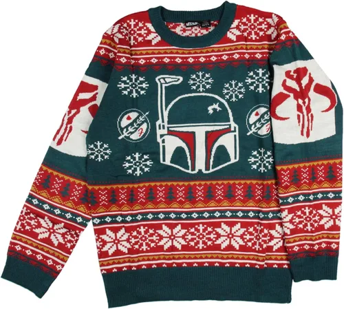 Vista 2 de Star Wars Boba Fett The Mandalorian - Suéter de invierno con licencia, Verde