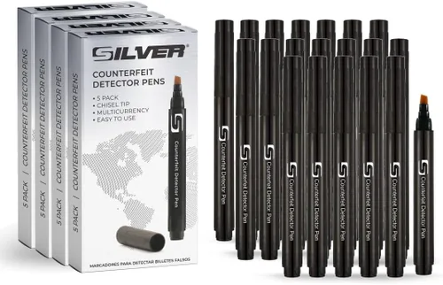Vista 8 de (5 bolígrafos falsificados) Detector de billetes falsificados con punta de cincel, verificador de dinero, bolígrafo detector detecta facturas