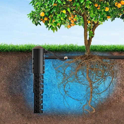 Vista 4 de Root Quencher - Gotero subterráneo profundo, riego de raíces de árboles y plantas, riego por goteo y estaca de fertilizante