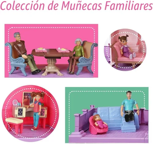Vista 6 de Beverly Hills Sweet Li'l Family - Juego de 9 figuras flexibles para casa de muñecas: abuelo, abuela, mamá, papá, hermana, hermano, niño pequeño