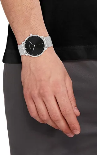 Vista 5 de Calvin Klein Reloj unisex de cuarzo de acero inoxidable y pulsera de malla, color plateado (modelo 25200152), plateado