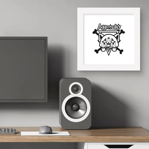 Vista 5 de Trends International Gallery Pops Sanrio Aggretsuko - Póster de pared de metal Crossbones, 12.00 x 12.00 pulgadas, versión de marco blanco