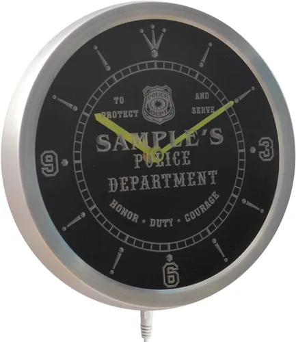 Vista 2 de AdvPro nctk-tm - Reloj de pared LED personalizado con letrero de neón para estación de policía