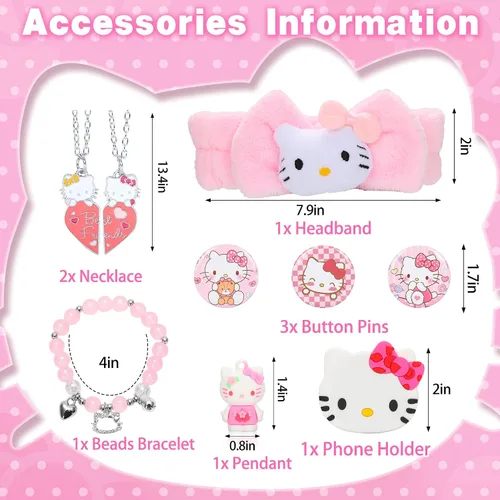 Vista 4 de Togolkap Regalos de gatitos para niñas, juego de regalos de fiesta para niñas, incluye mochila con cordón, cartera pequeña, pulsera, llavero